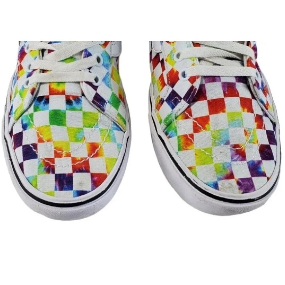 Vans Comfycush Sk8 Hi Sneaker Festival Shoe Rainbow Tie-Dye Checker Sz 10.5 12 - Picture 8 of 16